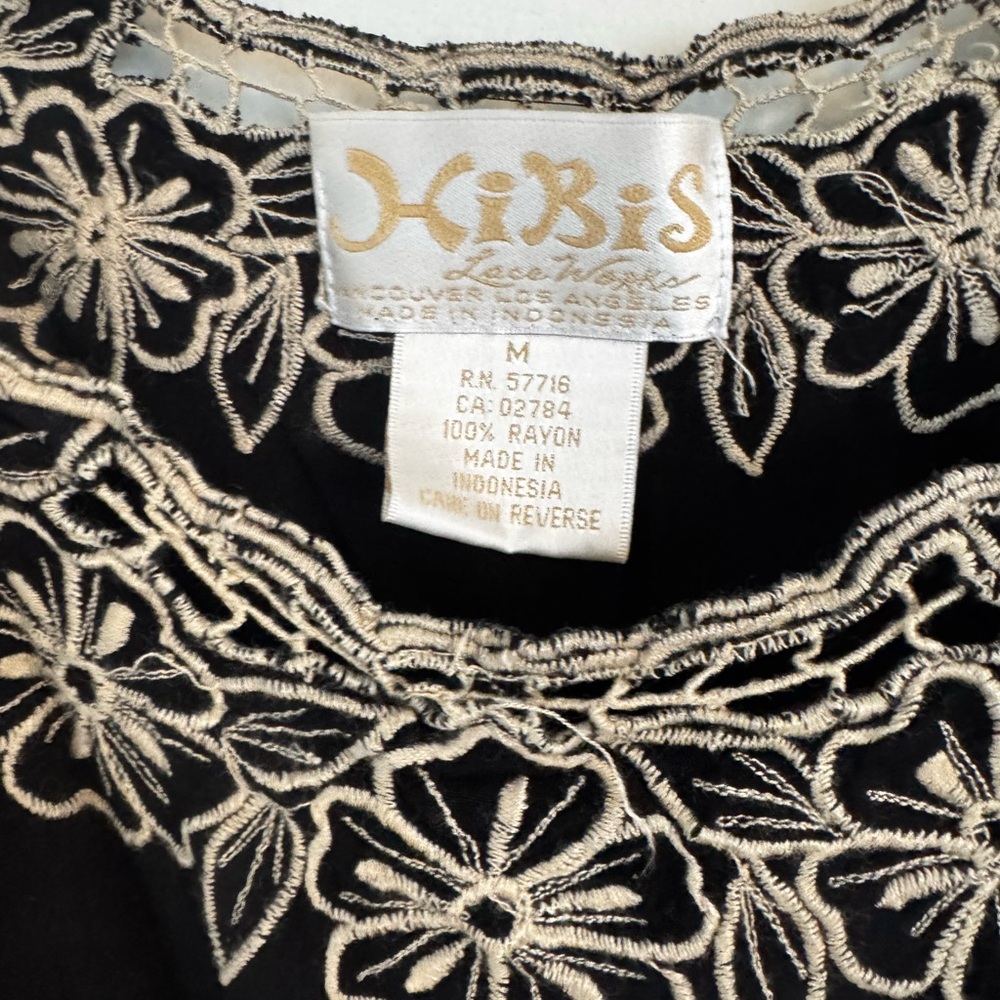 Hibis Black Boho Dress with Lace Detail - Medium